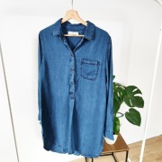 Sukienka tunika koszula koszulowa 100% lyocell jeansowa jeans 40 L