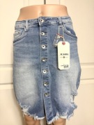 Spódnica jeansowa niebieska M.Sara r. M/38 wysoki stan guziki przetarcia