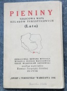 pieniny szkicowa mapa szlaków turystycznych, 1956 