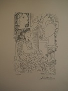 **Pablo Picasso** „Dwie kobiety studiujące rzeźbę”. 1959 r.  sygn. Oryg.