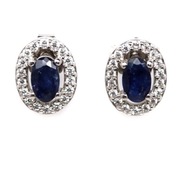 Kolczyki Srebro 925 Naturalny Szafir 5x3mm Rod