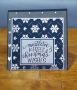 Kartka świąteczna, rękodzieło, szaro-granatowa 15x15 cm