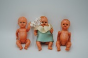 Lalka stare małe lalki bobas Milo Baby celuloid plastik ITALY 3 szt