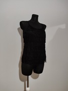 Czarny top z frędzlami firmy 17 & Co Event używany rozmiar 38/M