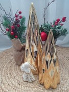 ZŁOTE CHOINKI figurka ceramiczna NA PREZENT ŚWIĘTA ZESTAW WYPRZEDAŻ