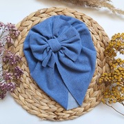 Czapka turban niebieska z kokarda 80 86 stan idealny