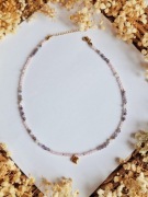 Naszyjnik z naturalnych kamieni – kwarc różowy, ametyst i kamień księżycowy