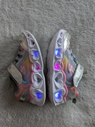 Kolorowe srebrne świecące buty sportowe na rzepy w serca Skechers 24