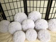 20 cm, Pompon tiulowy, biały, sztywny, gęsty tiul