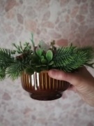 piękny stroik świąteczny PRL w miseczce Mirostowice stan bdb