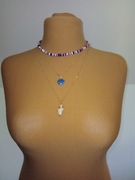 Komplet trzech naszyjników muszla koraliki