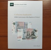 FOLDER NBP do banknotu  1050 rocznica chrztu chrzest Polski - J. ANGIELSKI