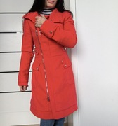Karen Millen czerwony płaszcz / trencz 36 taliowany, premium wiskoza