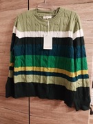 Sweter paski zielony,khaki 