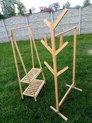 WIESZAK STOJĄCY DREWNIANY NA UBRANIA BUTY 