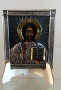 Ikona Chrystus Pantokrator w Srebrzystej Koszulce (Oklad)