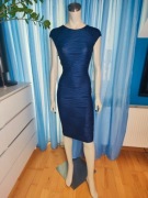 Dopasowana granatowa elegancka sukienka L (12)