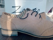 Jazzówki oksfordki półbuty ażurowe beżowe zapato rozmiar 38