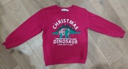Bluza czerwona świąteczna H&M 110 dinozaur z odwracanymi cekinami