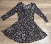 Sukienka w panterkę przed kolano Rose romiar S
