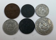 II RP zestaw 6 monet 5-50 groszy 1923-1938 stan 3 (brąz, cynk, nikiel)