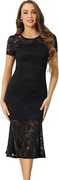 Damska Sukienka Bodycon Syrena z Koronki – Elegancka, Koktajlowa, Midi –S