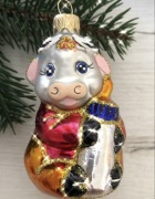 Szklana bombka choinkowa Krówka 8,8 cm 