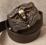 Skórzany pasek BYK RODEO Buhaj dla Hodowcy Bydła.