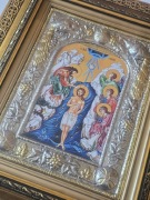 OGROMNA Ikona GRECKA w kiocie CHRZEST PAŃSKI Jan Chrzciciel. 40x50cm. 