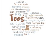 Metryczka dla dziecka A4 chrzest, roczek, babyshower, pamiątka