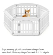 Kojec dla psa. Przenośny 6 panelowy z tworzywa sztucznego.