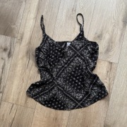 h&m divided czarny top na lato wakacje xs wzorki wiskoza