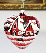 Bombki choinkowe 1szt. Duże serce malowane domki bombki retro jak prl 