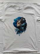 Koszulka unisex TYGRYS z kwiatami – DTF – biała – rozmiary S–XXL