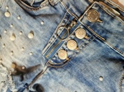 SHORTY SPODENKI JEANSOWE DENIM Z PERŁAMI ROZM: M/L