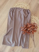 brązowa prosta długa retro midi spódnica spódniczka na gumce 44 46XXXL 