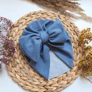 Czapka turban niebieska z kokarda 74 80