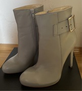 Jasnoszare,skórzane botki Mai Piu Senza,r.37,NOWE