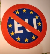 5 naklejek przekreślone logo EUROKOŁCHOZU 10 cm okrągła;ANTY EU-ŻY*OKOMUNA