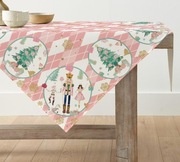 Obrus Świąteczny Bożonarodzeniowy 100x100 cm – Dziadek do Orzechów Różowy