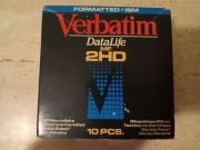 Dyskietki 3.5" 10 sztuk NOWE VERBATIM DATALIFE MF 2HD IBM FORMAT 1994 rok