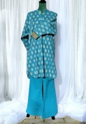 Indyjski komplet S 36 turkusowy tunika spodnie orientalny wzór kameez