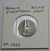 BELGIA 5 Centymów 1920 Król Albert I Belgie nr1322