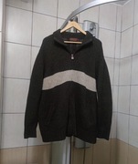 Sweter sweterek męski brązowy kremowy elegancki XXL 56 dzianinowy materiało