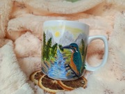 Zimorodek przy źródle słonecznym ręcznie malowany 270 ml.