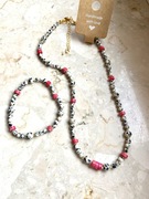 Komplet biżuterii naszyjnik i bransoletka jaspis dalmatyński 