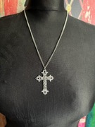 Nowy srebrny uniseks regulowany naszyjnik łańcuszek chain z krzyżem cross