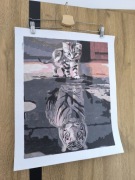 Gotowy obraz malowany po numerach na płótnie 40x50 kot tygrys