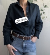 Koszula damska XS s len 100% lino granatowa