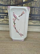 Ceramiczny wazon dekoracyjny – motyw ptaków i kwiatów, styl vintage